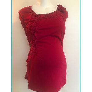 Oh Baby By Motherhood Maternity Red Top Ruched Med